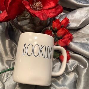 🌹RAE DUNN “Bookish” White Ceramic Coffee Mug - Navy Lettering
